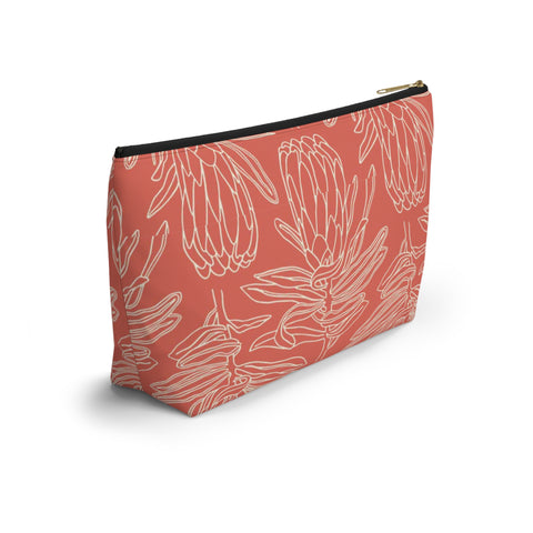 South African Protea Make up bag, Pencil Case Accessory Pouch w T-bottom