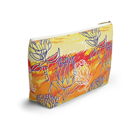 South African Protea Make up bag, Pencil Case Accessory Pouch w T-bottom