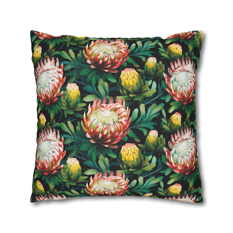 South African Protea Spun Polyester Pillowcase - Shipped from UK/USA/AUS