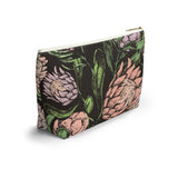 South African Protea Make up bag, Pencil Case Accessory Pouch w T-bottom