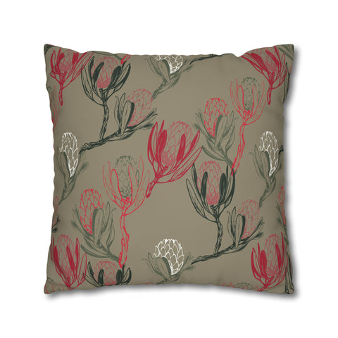 South African Protea Spun Polyester Pillowcase- Shipped from UK/USA/AUS