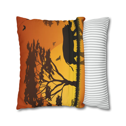 African sunset - Rhino Pillowcase Cover only - no filling is included