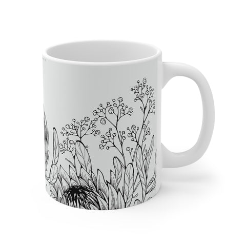 South African Protea 11oz  1xWhite Mug