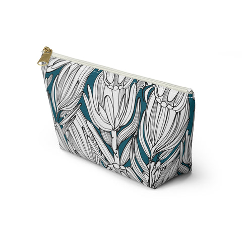 South African Protea Make up bag, Pencil Case Accessory Pouch w T-bottom