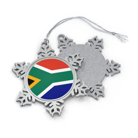 South African Flag Christmas Pewter Snowflake Ornament