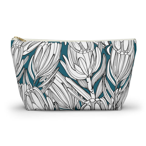 South African Protea Make up bag, Pencil Case Accessory Pouch w T-bottom