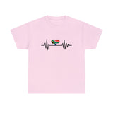 South African Flag Heartbeat t-shirt Unisex Heavy Cotton Tee