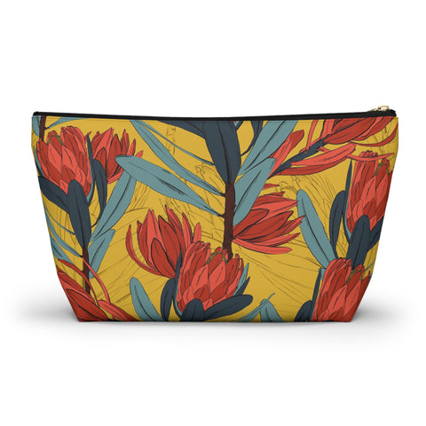 South African Protea Make up bag, Pencil Case Accessory Pouch w T-bottom