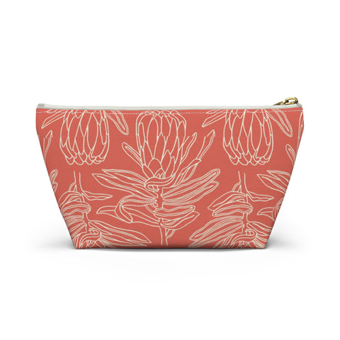 South African Protea Make up bag, Pencil Case Accessory Pouch w T-bottom