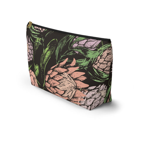 South African Protea Make up bag, Pencil Case Accessory Pouch w T-bottom