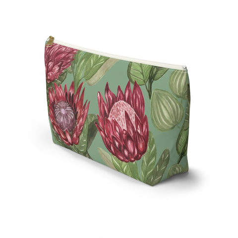 South African Protea Make up bag, Pencil Case Accessory Pouch w T-bottom