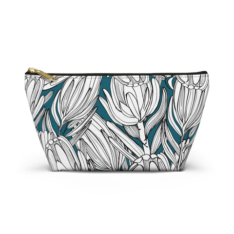 South African Protea Make up bag, Pencil Case Accessory Pouch w T-bottom