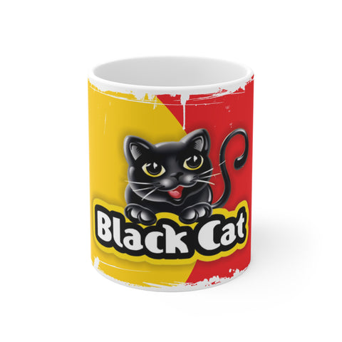 South African Black Cat 11oz White Mug - 1 Mug Shows both sides