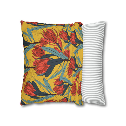 South African Protea Spun Polyester Pillowcase - Shipped from UK/USA/AUS