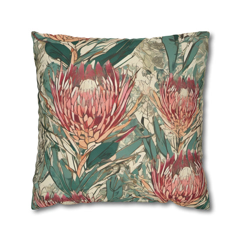 South African Protea Spun Polyester Pillowcase -Pillow not included