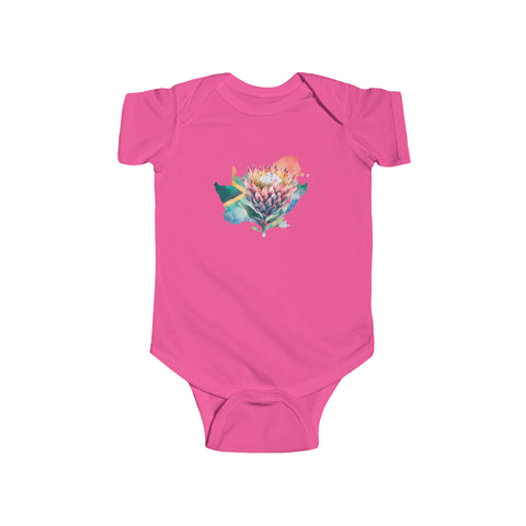 South African Map with Flag and Protea Baby Unisex Infant Fine Jersey Bodysuit - Shipped from the UK