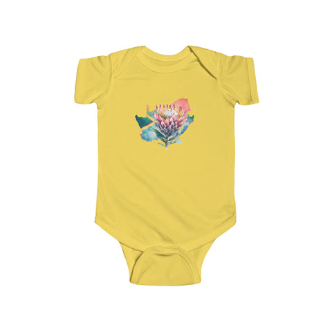 South African Map with Flag and Protea Baby Unisex Infant Fine Jersey Bodysuit - Shipped from the UK