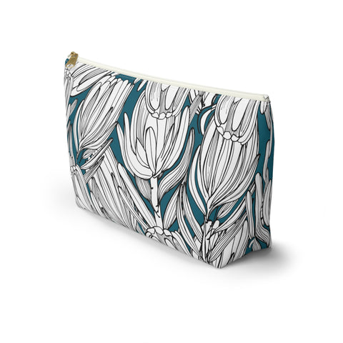 South African Protea Make up bag, Pencil Case Accessory Pouch w T-bottom