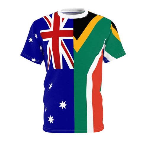 South African Flag and Australian Flag half and half Unisex T-shirt