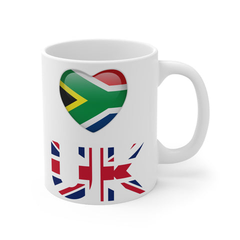 SA to UK Mug 11oz South Africa to United Kingdom flag