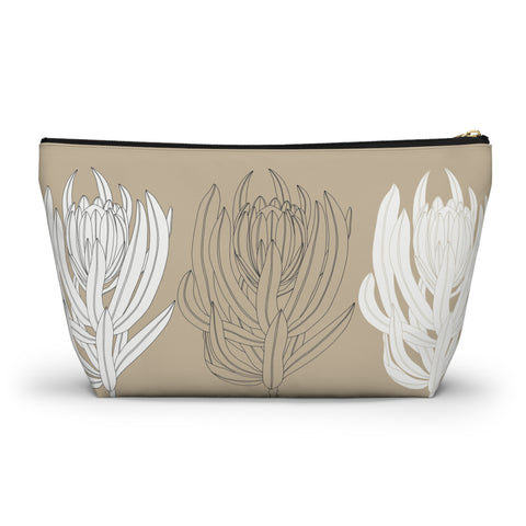 South African Protea Make up bag, Pencil Case Accessory Pouch w T-bottom