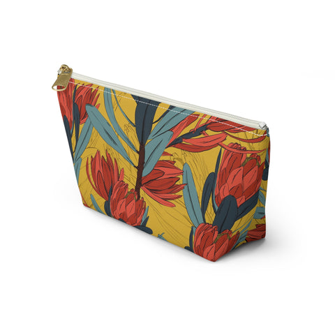 South African Protea Make up bag, Pencil Case Accessory Pouch w T-bottom