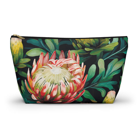 South African Protea Make up bag, Pencil Case Accessory Pouch w T-bottom