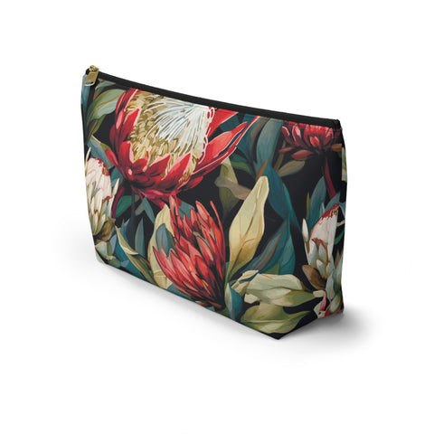 South African Protea Make up bag, Pencil Case Accessory Pouch w T-bottom