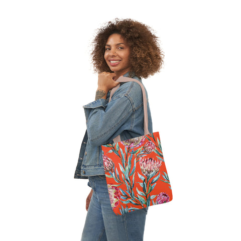 South African Protea Polyester Canvas Tote Bag