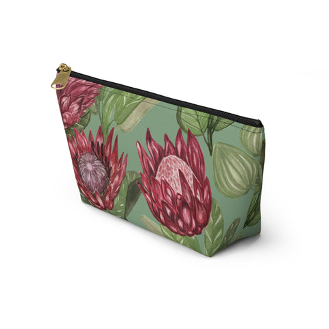 South African Protea Make up bag, Pencil Case Accessory Pouch w T-bottom