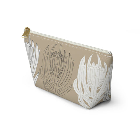 South African Protea Make up bag, Pencil Case Accessory Pouch w T-bottom