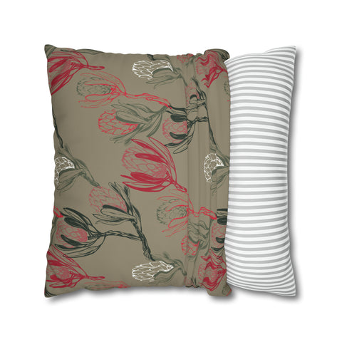 South African Protea Spun Polyester Pillowcase- Shipped from UK/USA/AUS