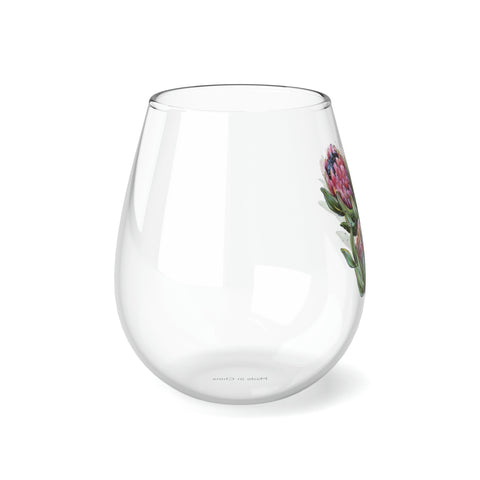 South African Protea Stemless Wine Glass, 11.75oz