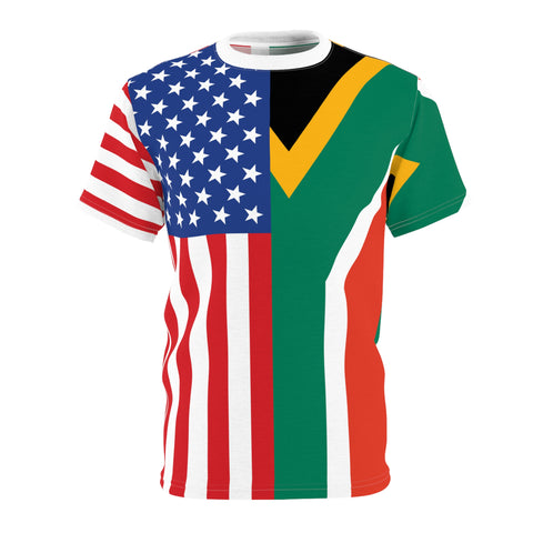 South African Flag and USA Flag half and half Unisex T-shirt