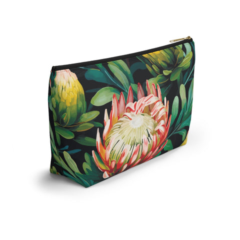 South African Protea Make up bag, Pencil Case Accessory Pouch w T-bottom