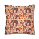 African pattern with animals. Ethical minimalist shapes. Pillowcase Cover only - no filling is included