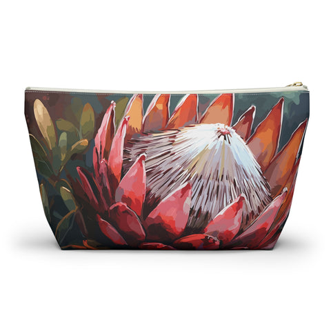 South African Protea Make up bag, Pencil Case Accessory Pouch w T-bottom