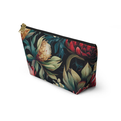 South African Protea Make up bag, Pencil Case Accessory Pouch w T-bottom