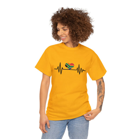 South African Flag Heartbeat t-shirt Unisex Heavy Cotton Tee