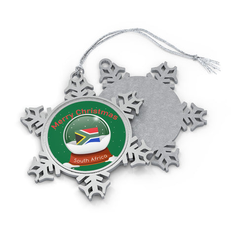 South African Christmas Pewter Snowflake Ornament