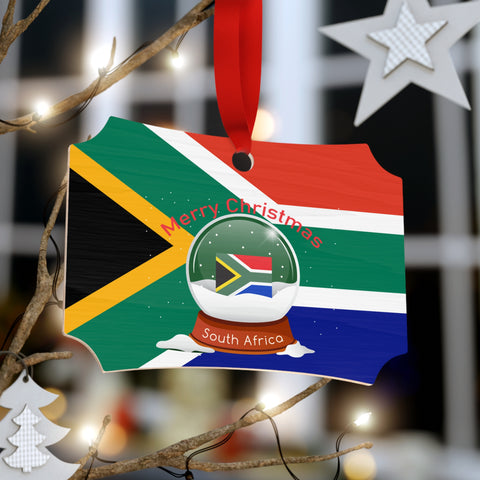 South African flag Christmas Plywood Ornaments (Round, Berlin)