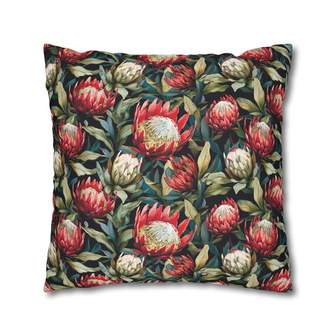 South African Protea Spun Polyester Pillowcase - Shipped from UK/USA/AUS