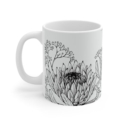 South African Protea 11oz  1xWhite Mug