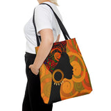 African Lady browns and orange retro South African Tote Bag African Print Protea