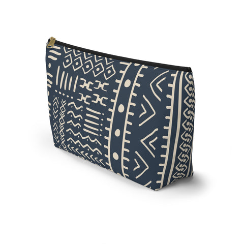 South African Ethnic Print Make up bag, Pencil Case Accessory Pouch w T-bottom