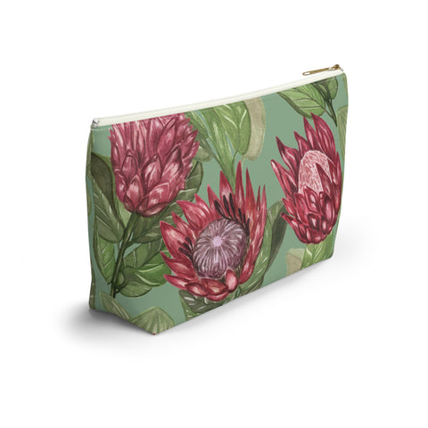 South African Protea Make up bag, Pencil Case Accessory Pouch w T-bottom