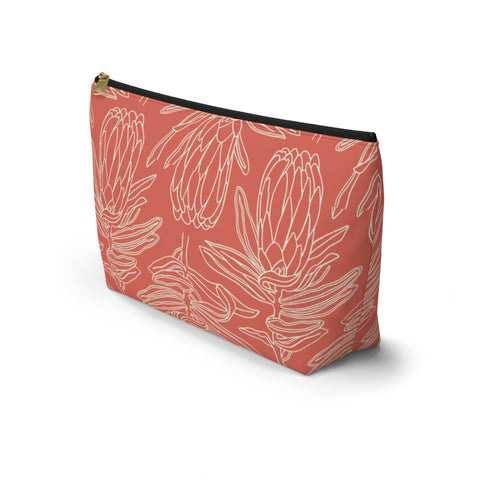 South African Protea Make up bag, Pencil Case Accessory Pouch w T-bottom