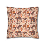 African pattern with animals. Ethical minimalist shapes. Pillowcase Cover only - no filling is included