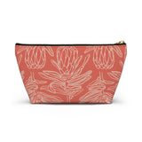 South African Protea Make up bag, Pencil Case Accessory Pouch w T-bottom