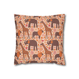 African pattern with animals. Ethical minimalist shapes. Pillowcase Cover only - no filling is included